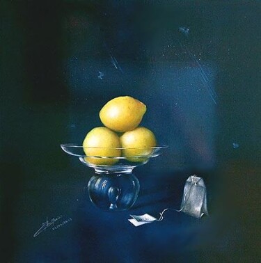 Peinture intitulée "Thé citron" par Laurent Buffnoir, Œuvre d'art originale, Huile