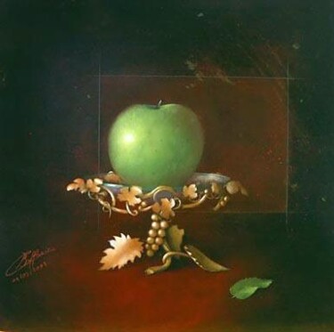 Peinture intitulée "Pomme d'or" par Laurent Buffnoir, Œuvre d'art originale, Huile
