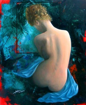 Painting titled "Eleïn" by Laurent Buffnoir, Original Artwork, Oil