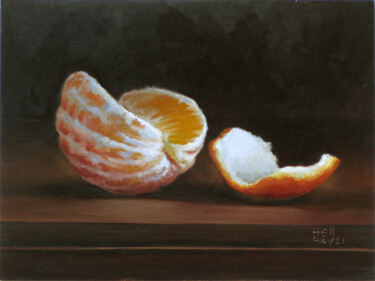 Pintura titulada "Orange pelée et éco…" por Laurent Bussiere (hellbay), Obra de arte original, Oleo