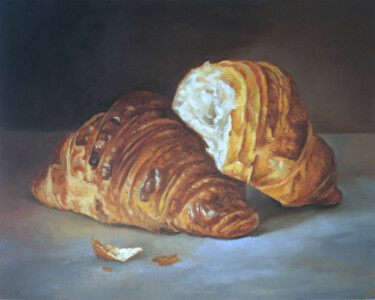 Painting titled "Croissants" by Laurent Bussiere (hellbay), Original Artwork, Oil