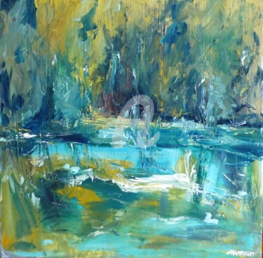 Peinture intitulée "au début de l'étang" par Laurent Chabrillat, Œuvre d'art originale, Acrylique