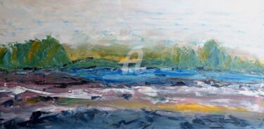 Peinture intitulée "bord de Loire en été" par Laurent Chabrillat, Œuvre d'art originale, Acrylique