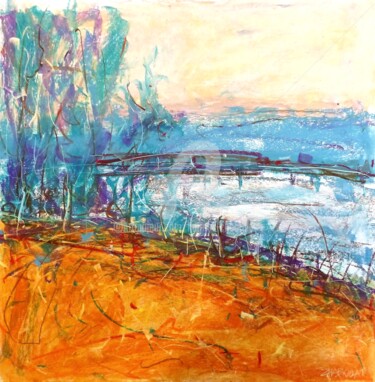 Painting titled "Au bord du canal #a…" by Laurent Chabrillat, Original Artwork, Pastel