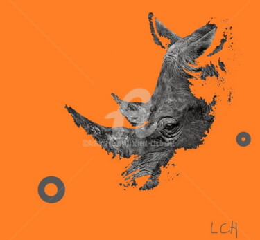 Arts numériques intitulée "Rhino #artistsuppor…" par Laurent Chabrillat, Œuvre d'art originale, Peinture numérique