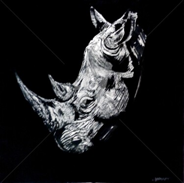 Peinture intitulée "Rhino 3" par Laurent Chabrillat, Œuvre d'art originale, Encre