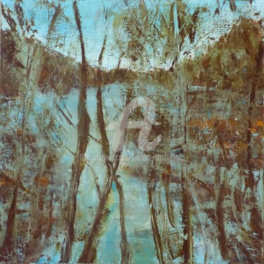 Peinture intitulée "derrière les arbres…" par Laurent Chabrillat, Œuvre d'art originale, Acrylique