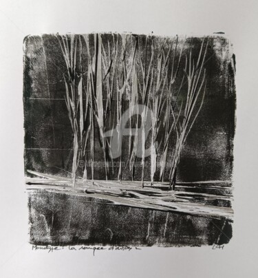Druckgrafik mit dem Titel "la rangée d'arbres" von Laurent Chabrillat, Original-Kunstwerk, Monotypie
