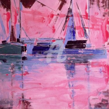 Peinture intitulée "bateaux à quai" par Laurent Chabrillat, Œuvre d'art originale, Acrylique