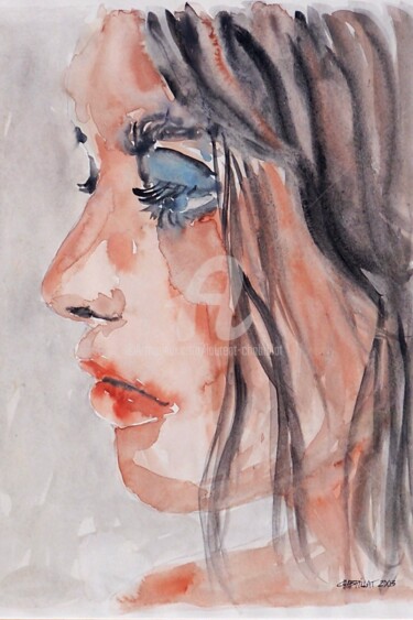 Painting titled "songe 1" by Laurent Chabrillat, Original Artwork, Watercolor