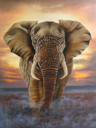 Painting titled "l'éléphant" by Laurent Coquard, Original Artwork