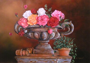 Painting titled "les roses" by Laurent Coquard, Original Artwork