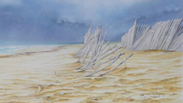 Painting titled "plage deserte (vend…" by Laurent Coquard, Original Artwork