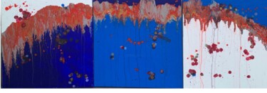 Malerei mit dem Titel "Triptyque en bleu b…" von Laurent Da Cunha, Original-Kunstwerk, Acryl