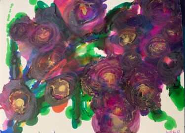 Painting titled "Ink Flowers" by Laurent Da Cunha, Original Artwork, Ink