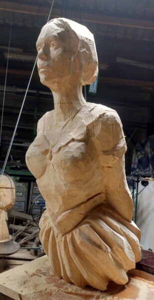 Sculpture intitulée "figure de proue pou…" par Laurent Descotils, Œuvre d'art originale, Bois
