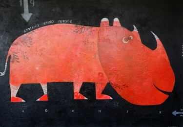 Peinture intitulée "Adriano rhino féroce" par Laurent Dorchin, Œuvre d'art originale, Acrylique