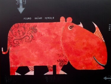 제목이 "Pedro rhino féroce"인 미술작품 Laurent Dorchin로, 원작, 아크릴