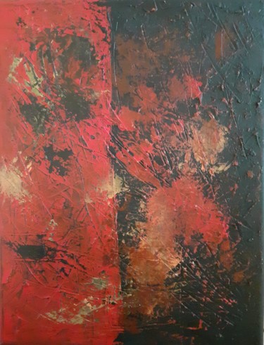 Exubérance en rouge et noir Peinture intitulée "Exubérance en rouge…" par Laurent Dorvo, Œuvre d'art originale, Acrylique
