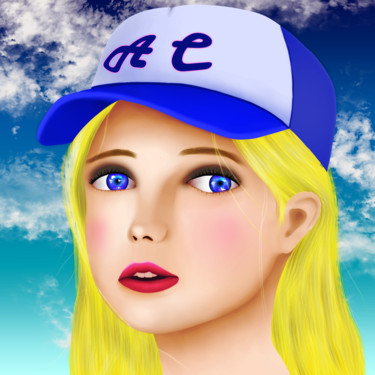 Digitale Kunst mit dem Titel "Blonde girl with a…" von Laurent Drai-Floret, Original-Kunstwerk, Digitale Malerei