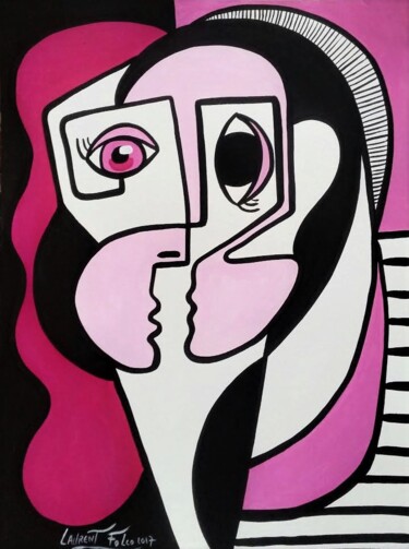 Painting titled "Pink Lady" by Laurent Folco, Original Artwork, Acrylic