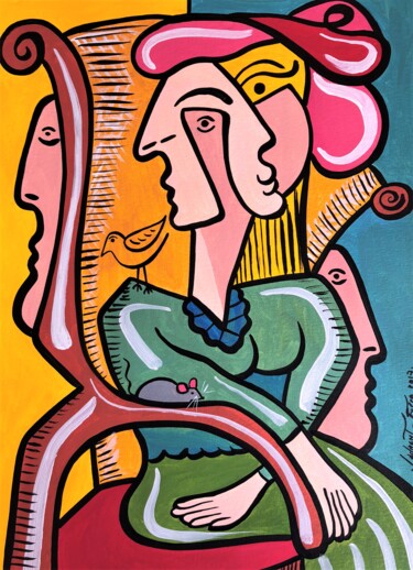 Painting titled "La femme du jardin" by Laurent Folco, Original Artwork, Acrylic