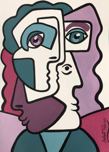 Malerei mit dem Titel "Lady Purple" von Laurent Folco, Original-Kunstwerk, Acryl