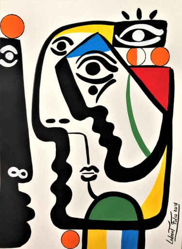 Painting titled "Face à Face." by Laurent Folco, Original Artwork, Acrylic