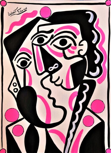 Malerei mit dem Titel "La vie en rose Fluo." von Laurent Folco, Original-Kunstwerk, Acryl