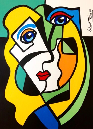Painting titled "Adeline" by Laurent Folco, Original Artwork, Acrylic