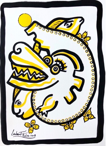 绘画 标题为“Crocodile” 由Laurent Folco, 原创艺术品, 丙烯