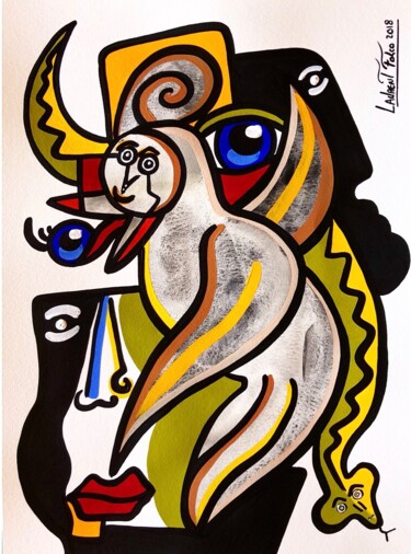 Painting titled "L’oiseau porte un m…" by Laurent Folco, Original Artwork, Acrylic