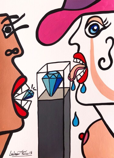 Painting titled "Les diamants." by Laurent Folco, Original Artwork, Acrylic