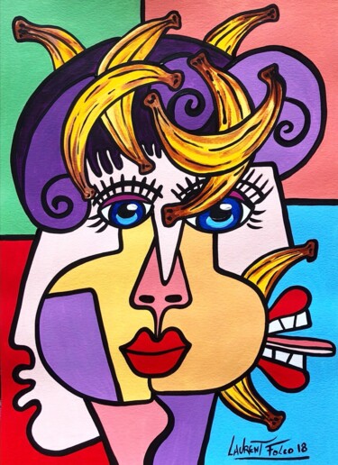 Painting titled "Miss Banana." by Laurent Folco, Original Artwork, Acrylic