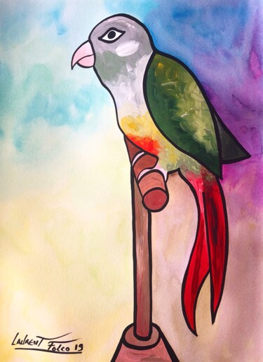 Malarstwo zatytułowany „Oiseau sur perchoir” autorstwa Laurent Folco, Oryginalna praca, Akryl