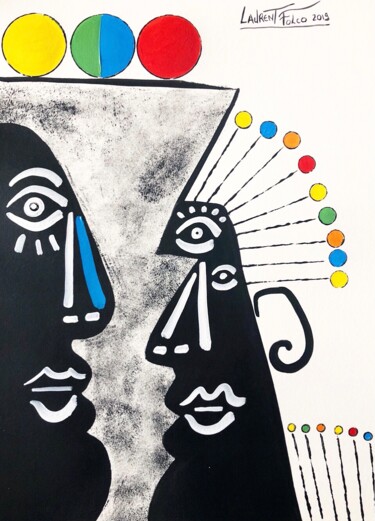 Картина под названием "Face à face" - Laurent Folco, Подлинное произведение искусства, Акрил