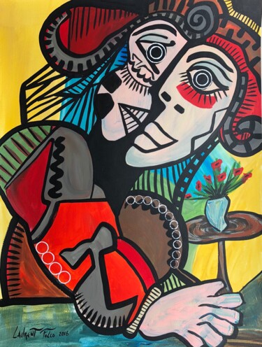 Peinture intitulée "La mexicaine au gué…" par Laurent Folco, Œuvre d'art originale, Acrylique