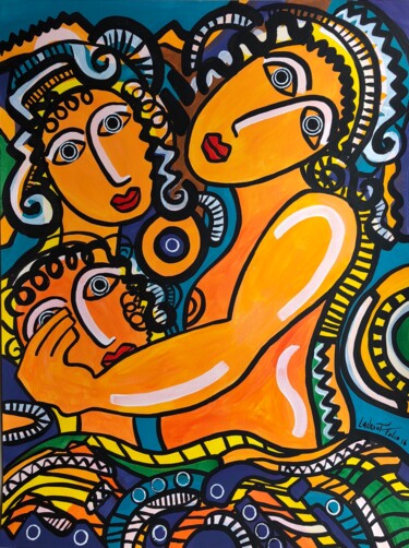Картина под названием "Les trois femmes. 2" - Laurent Folco, Подлинное произведение искусства, Акрил