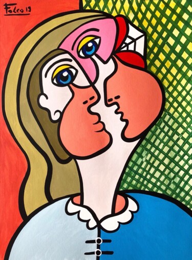 Pittura intitolato "Kissing project." da Laurent Folco, Opera d'arte originale, Acrilico