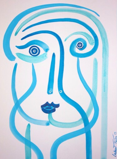Peinture intitulée "Lagon bleu" par Laurent Folco, Œuvre d'art originale, Acrylique