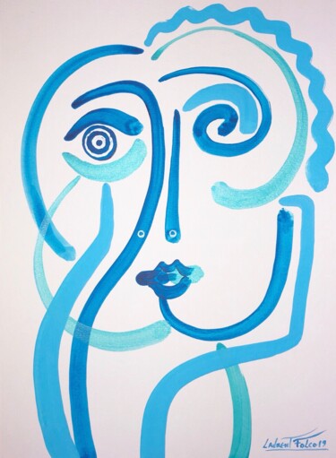 Pintura titulada "Lagon bleu 2" por Laurent Folco, Obra de arte original, Acrílico