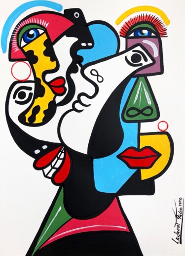 Painting titled "Banana kiss." by Laurent Folco, Original Artwork, Acrylic
