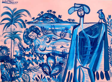 Pintura intitulada "La fille de l’île." por Laurent Folco, Obras de arte originais, Acrílico
