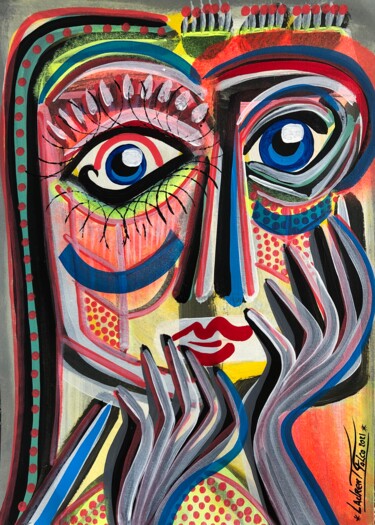Painting titled "Merde ...Mon Masque…" by Laurent Folco, Original Artwork, Acrylic