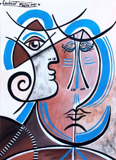 Painting titled "Le masque tombe." by Laurent Folco, Original Artwork, Acrylic