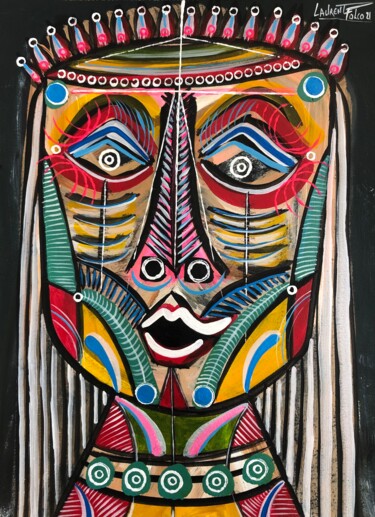 Pintura titulada "Le masque joyeux." por Laurent Folco, Obra de arte original, Acrílico