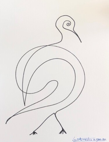 Zeichnungen mit dem Titel "Oiseau1" von Laurent Folco, Original-Kunstwerk, Marker