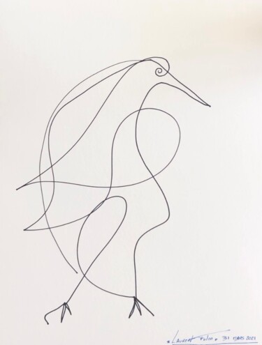 Drawing titled "Oiseau2" by Laurent Folco, Original Artwork, Marker