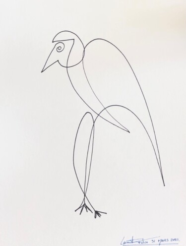 Drawing titled "Oiseau4" by Laurent Folco, Original Artwork, Marker