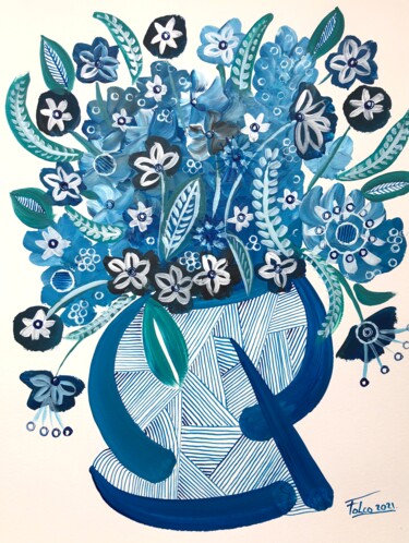 绘画 标题为“Bouquet de fleur 21” 由Laurent Folco, 原创艺术品, 丙烯